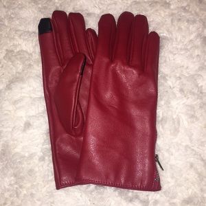 Red leather gloves